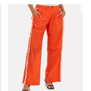 BRØGGER Orla Ruffled Trousers In Orange Size Small Brogger